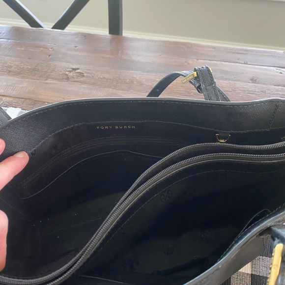 Tory Burch Black & Gold Buckle Tote Bag Purse - Picture 5 of 5